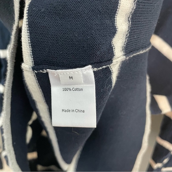 La Ligne Striped Light Crew Neck Cotton Long Sleeve Sweater in Navy and White - Picture 4 of 4